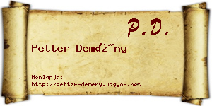 Petter Demény névjegykártya